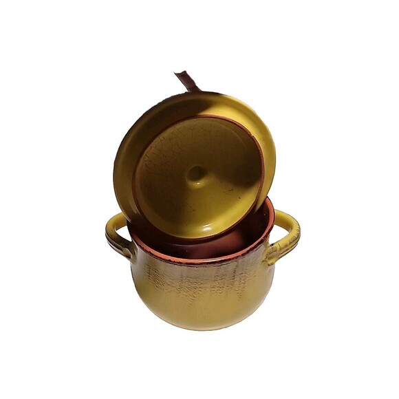 Vintage De Silva Pottery Yellow Terra Cotta Covered Stew/soup Serving Dish Italy - Picture 3 of 11